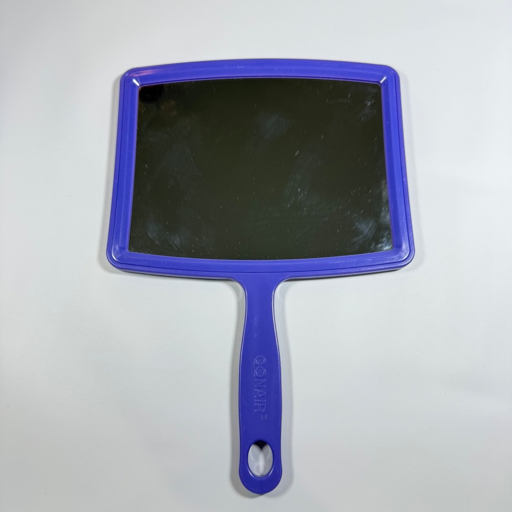 VTG Conair Handheld Mirror Large Purple Preowned Barber Makeup Vanity Beauty